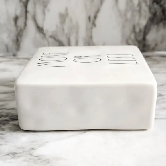 Rae Dunn Ceramic Square Block Sign, Less Is More, More Or Less - Picture 5 of 10